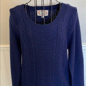 ♥️ Ambiance Navy High Low Cable Sweater Women’s L